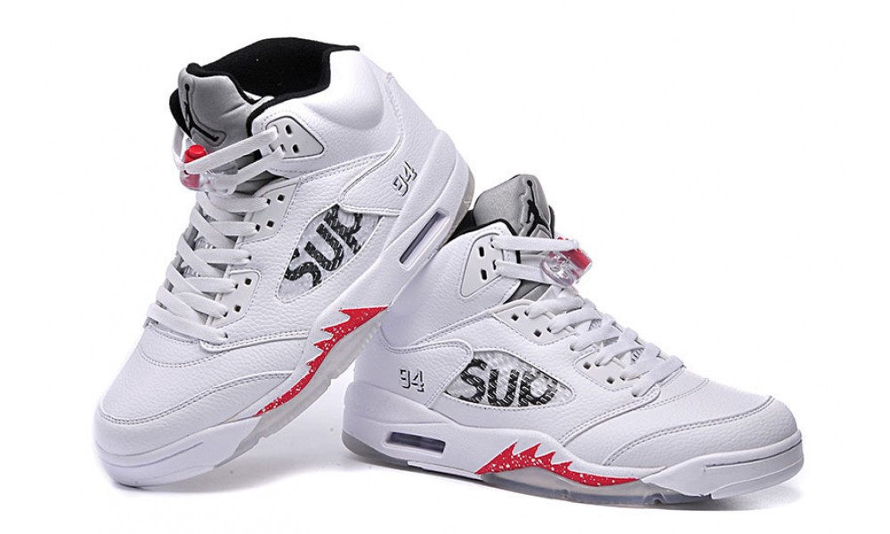 Air jordan 5 store supreme white